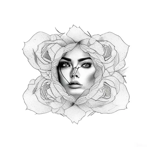 Woman Coming Out Of A Flower Wrapped In A Mexican Flag