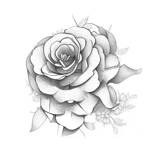 Floral Arrangement On Hand In A Gentle Graphic Style