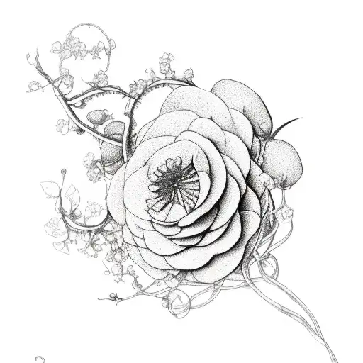 Nature With Small Flowers And Vines