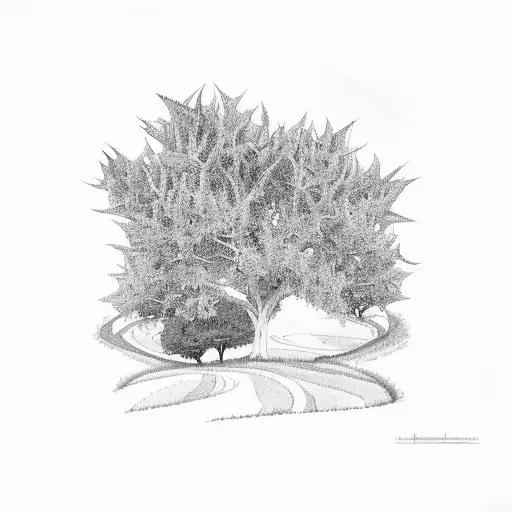 Holly Plant With Rolling Hills Behind