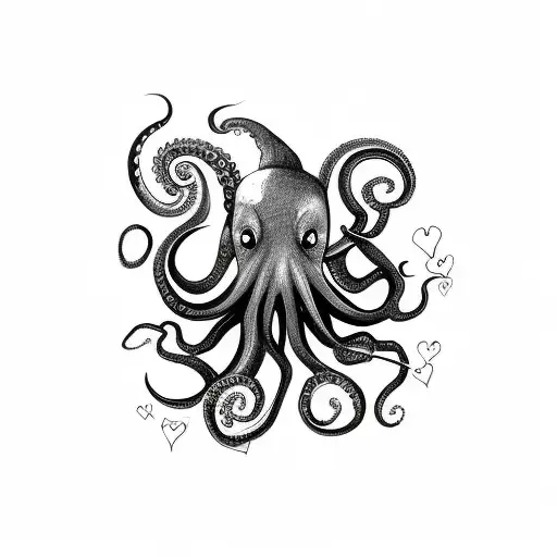 Female Octopus With Hearts