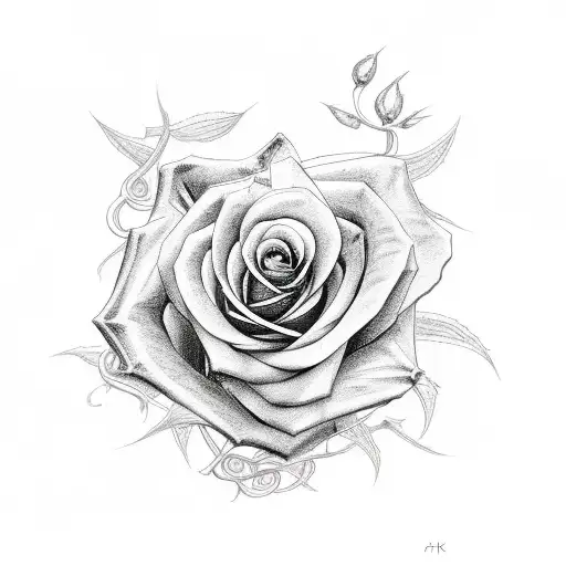 Cross With Rose With Vines Raped Around It