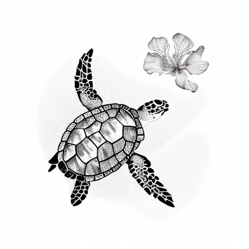 Sea Turtle With Hibiscus And The Words Let Your Soul And Spirit Fly