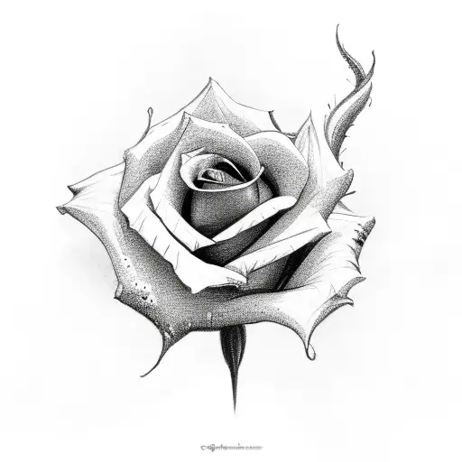 A Majestic Rose Intertwined With A Guitar