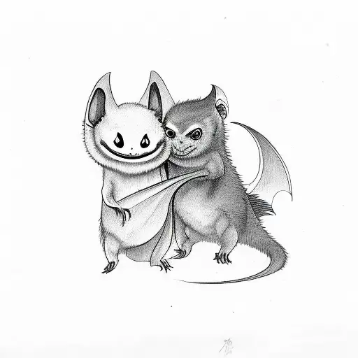 Cute Vampire Bat And A Ghost