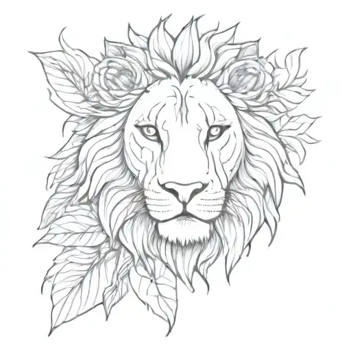 Half Lions Face Half Sunflower