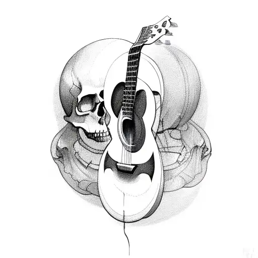 Acoustic Guitar And Skull