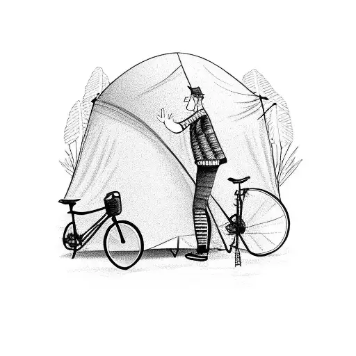 Bicycle Next To Tent And Nature