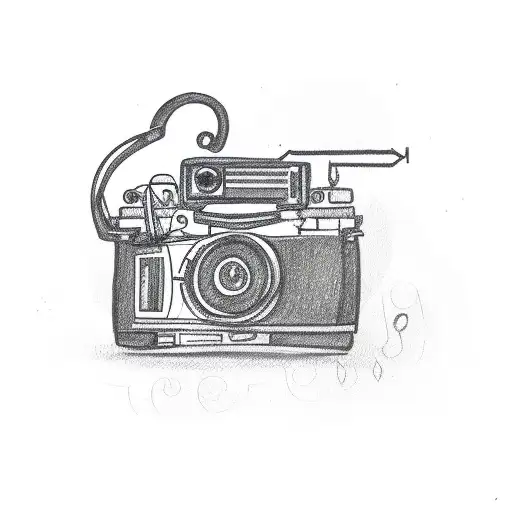 A Monkey Holding A Video Camera With Musical Notes Surrounding It