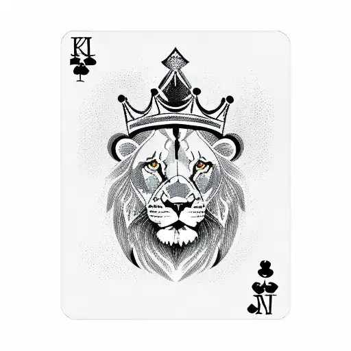 The King Of Spades From A Deck Of Cards With A Lion Head And A Crown
