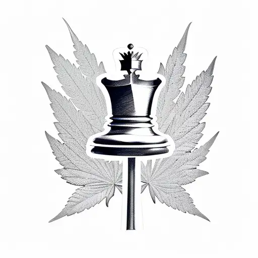 King Chess Piece With Weed Leaf Behind