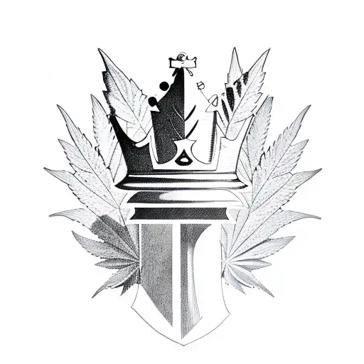 King Chess Piece With Weed Leaf Behind