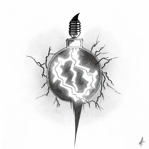 A Light Bulb With A Lightning Bolt Inside Surrounded By Swirling Abstract Shapes