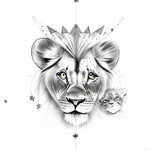 Gods Child With Dreads And Stars And A Baby Lion
