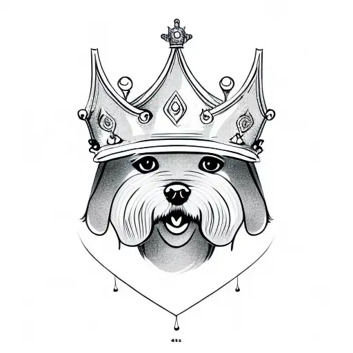 Cartoon Dog Outline With A Crown And Wings