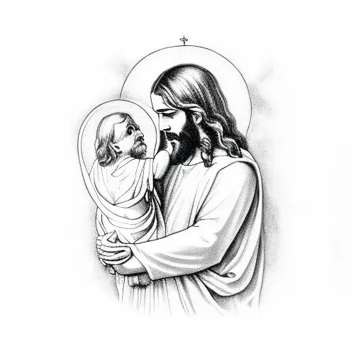 Jesus Christ Holding A Child's Hand