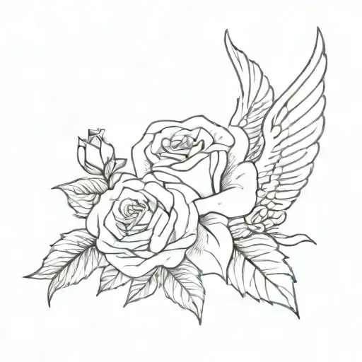 Rip Grandma With Wings And Rose Small