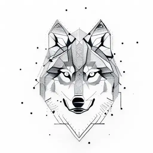 Abstract Geometric Shapes That Creates A Wolf In A Small Black Minimalistic