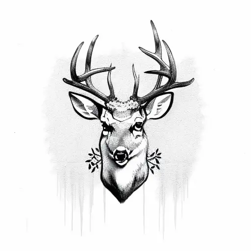 Deer With Branches On The Antlers