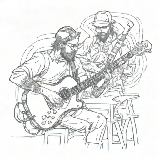 Technician And Musician Playing A Guitar