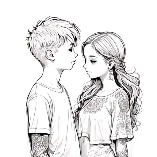 Little Brother And Sister Tatoo Design