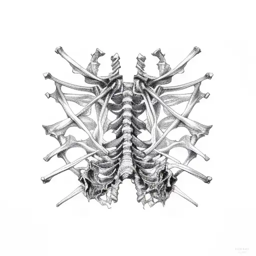 Vines Wrapped Around Skeletal Rib Cage