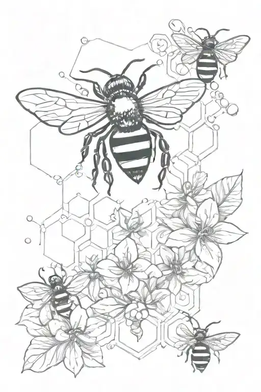 Bee And Serotonin Molecule