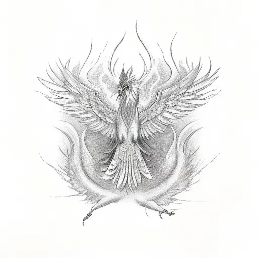 The Phoenix Bird Holds Balance Scales With His Legs And Opens Its Slightly Fiery Wings