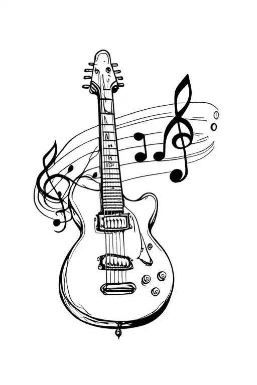Guitar Music Note Intertwined
