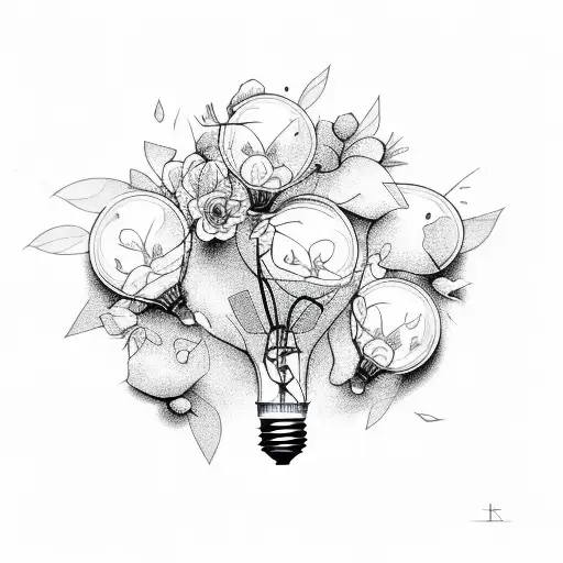 Broken Light Bulb With Flowers Sprouting