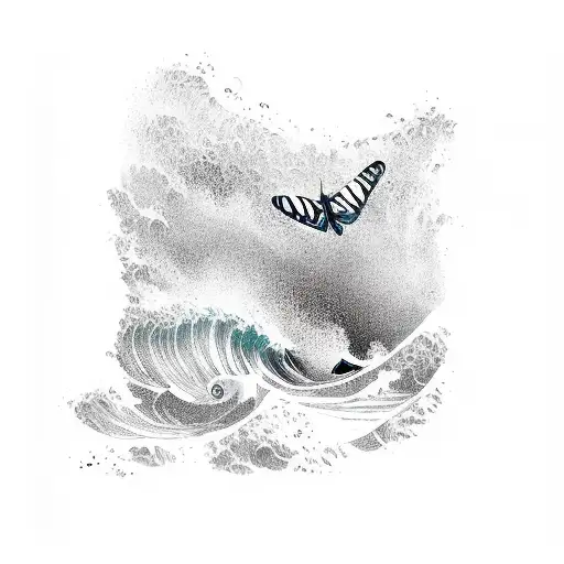 Ocean Wave Crashing Into Butterflies