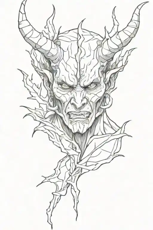 Demon With A Thorn And A Background On The Whole Hand