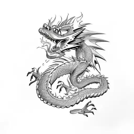 Dragon Blowing Fire Down Arm