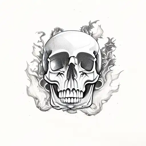 Book And Skull On Fire