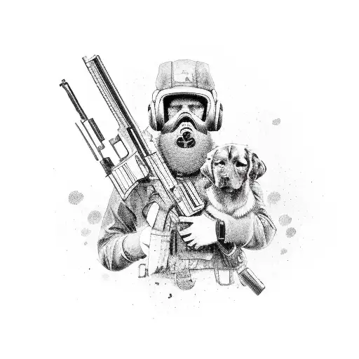 Hubter With Gun And Dog
