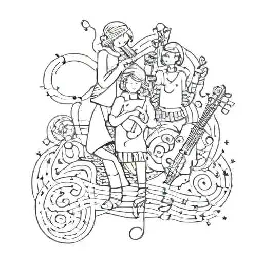 Family And Music Note Intertwined