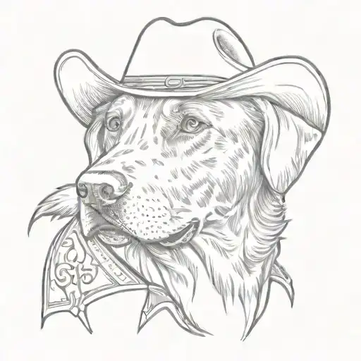 Black Labrador Retriever Wearing A Cowboy Hat