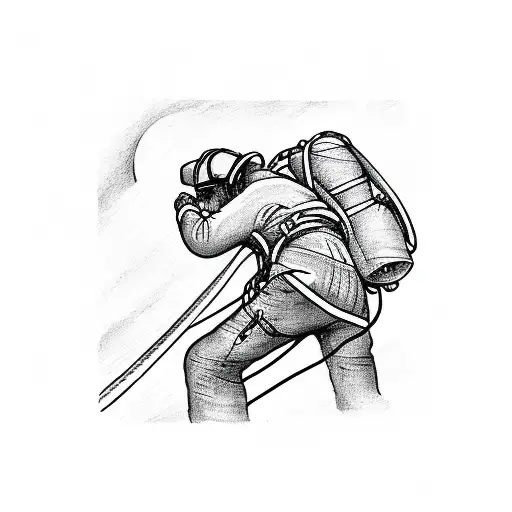 A Firefighter Climbing A Ladder To The Moon