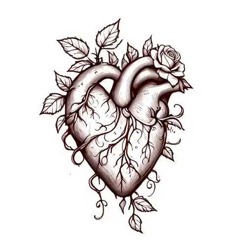 Heart With Rose And Vine Wrapping