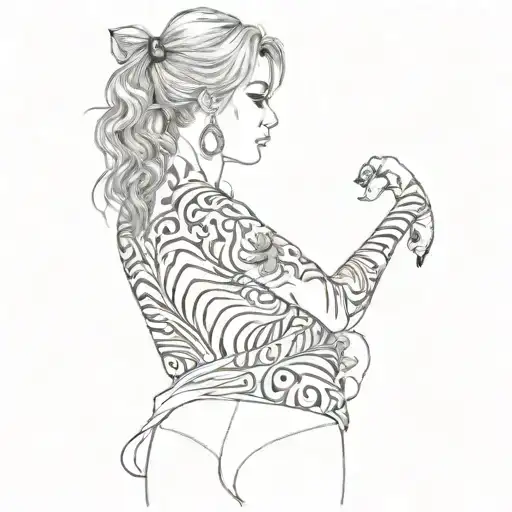 A Woman With A Tiger Tattoo On Her Back
