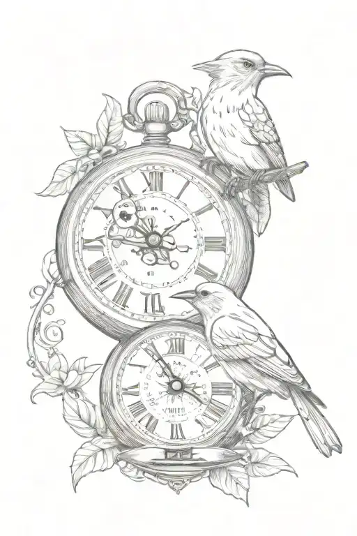 Pocket Watch And Bird