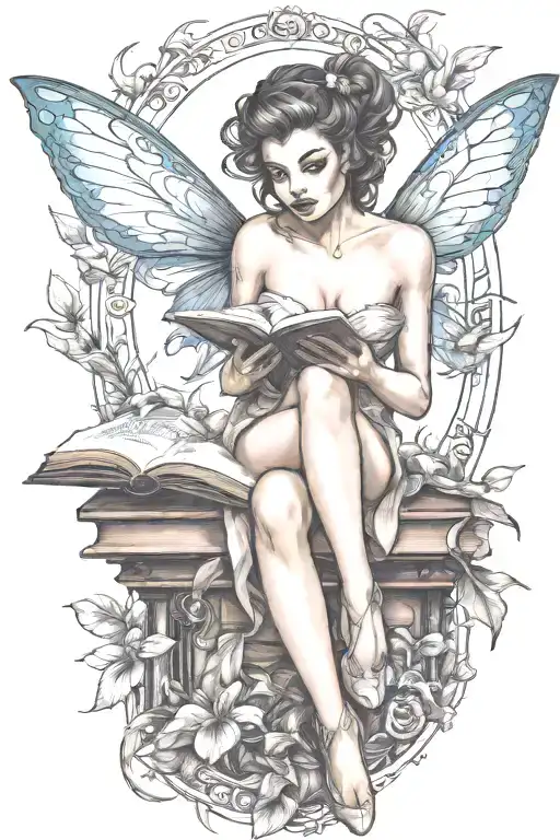 Pinup Fairy Emerging From Book