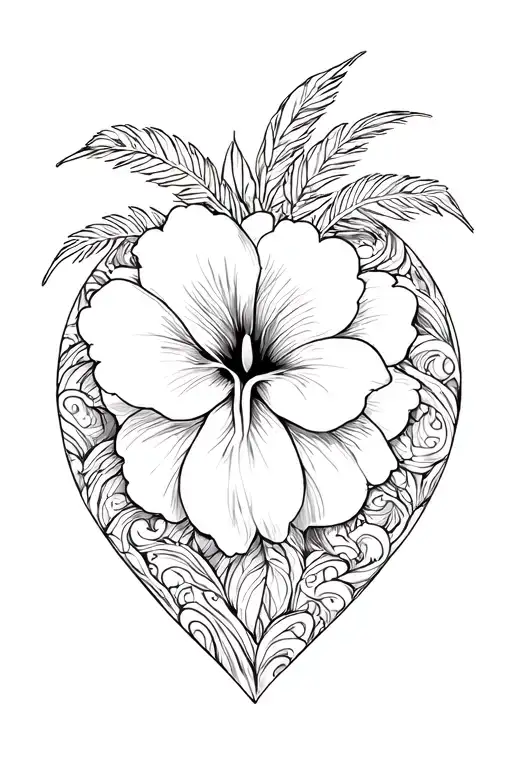 Palm Tree Habiscus Turtle Hearts