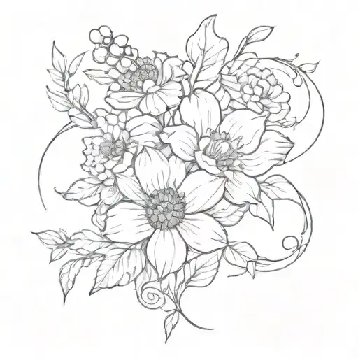 November October July Birth Flowers Intertwined