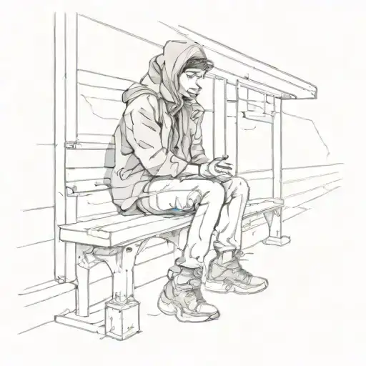 Little Brownbeat Sitting In A Busstop