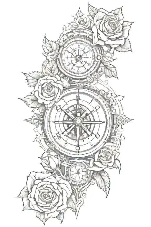 Roses Clock Naval Compass Free Masonic Symbols