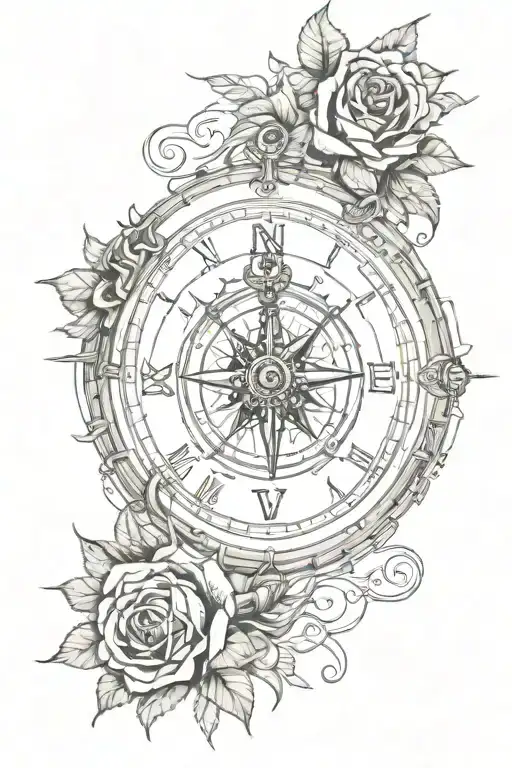 Roses Clock Naval Compass Free Masonry