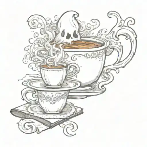 Ghost With Book And Tea Cup