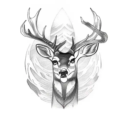 A Sketch-style Tattoo Of A Deer Surrounded By Eerie Forest Creatures