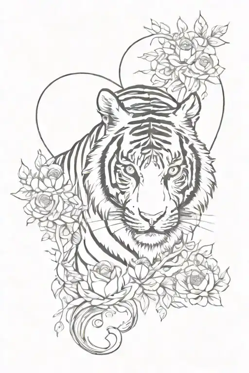 Tiger And Heart With Stream Flowing